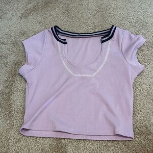 Fanvereka brand, Y2K Women Retro V-Neck Ribbed Short Sleeve Baby Tee Shirt